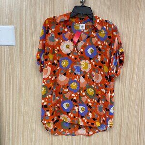 cabi Orange Visionary Replay Top Size Small